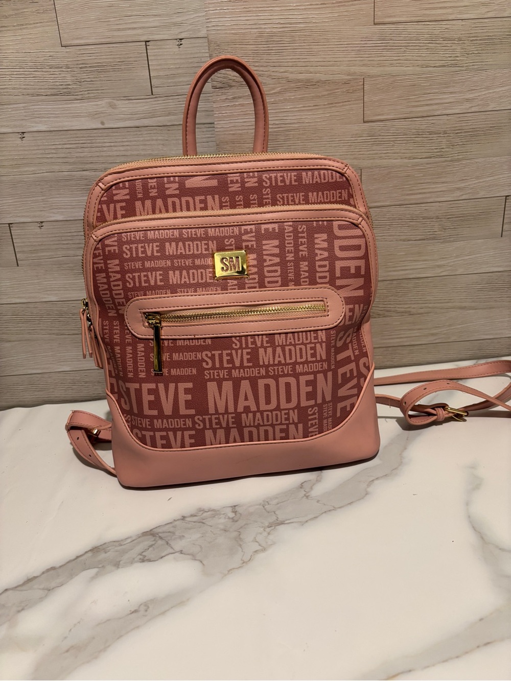 Steve Madden Pink Logo Mini Backpack